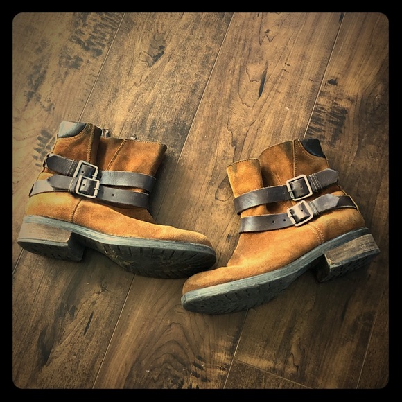 Steve Madden Shoes - Steve Madden Dormaa Suede Ankle Buckle Moto Boots